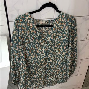 JODIFL Teal and Cream Patterned Blouse